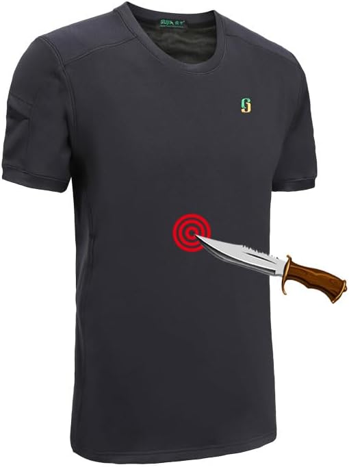 Protective T Shirt for Men’s Cut Resistant Anti Slash & Anti Stab Dual Protection Safety Black